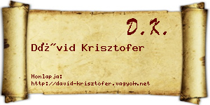 Dávid Krisztofer névjegykártya